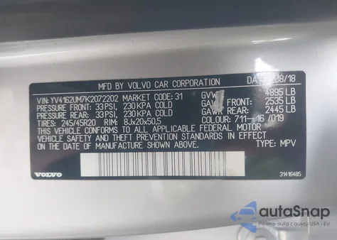 2019 Volvo Xc40 T5 R-Design from USA, damaged, VIN YV4162UM7K2072202